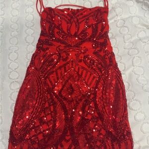 Lucy in the Sky Red Sequin Mini Dress